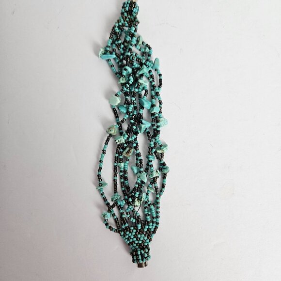 7" Turquoise Style Bead & Stone Bracelet w/ Magnetic Closure - Picture 5 of 12